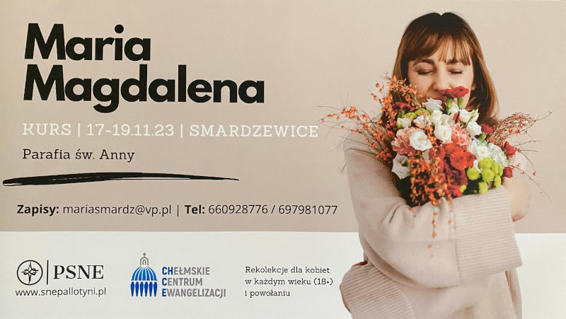 Plakat ogłoszeniowy kursu Maria Magdalena